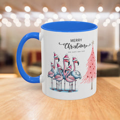 Colorful Holiday Mug, Christmas Flamingo Design