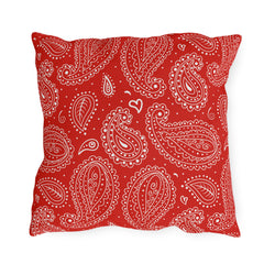 Reversible Red Paisley Outdoor Pillows