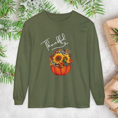 Thankful Floral Pumpkin Long Sleeve T-Shirt,
