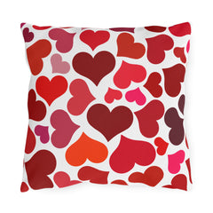 Heart Pattern Pillow — Red & Pink Valentine Patio Cushion