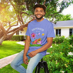 Cheerful Flower Graphic T-Shirt, Happiness Tee,