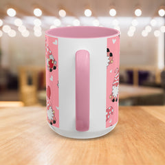 Valentine Gnome Coffee Mug — Pink Heart Pattern 11oz/15oz