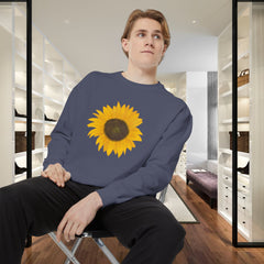 Sunflower Unisex Garment-Dyed Sweatshirt - Cozy Floral Pullover for Spring, Gifts, Stylish Casual Wear, Eco-Friendly Apparel