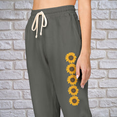 Floral Sunflowers Print Unisex Fleece Sweatpants