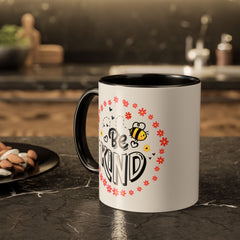 Be Kind Bee Mug — Floral Cute Inspirational Coffee Cup (11oz & 15oz)