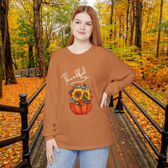 Thankful Floral Pumpkin Long Sleeve T-Shirt,