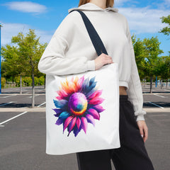 Vibrant Floral Tote Bag, Colorful Flower Design,