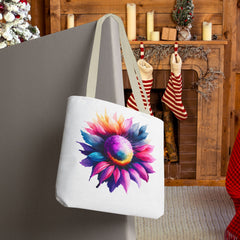 Vibrant Floral Tote Bag, Colorful Flower Design,