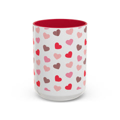 Heart Pattern Coffee Mug — Cute Pink & Red Hearts Ceramic Mug (11oz/15oz)