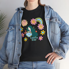 Earth Day Cute Floral Graphic Tee — "Earth Day" Cute Planet & Flowers T-Shirt