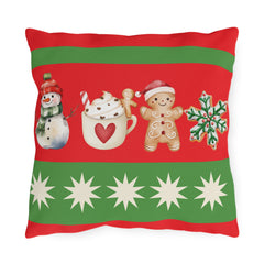 Snowman & Gingerbread Throw Pillow