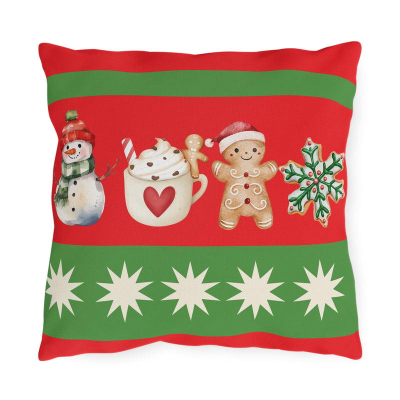 Snowman & Gingerbread Throw Pillow