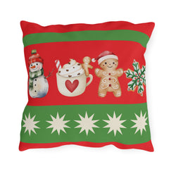 Snowman & Gingerbread Throw Pillow