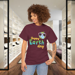 Earth Day T-Shirt — "Happy Earth Day" Cute Earth with Sunglasses Eco Graphic Tee