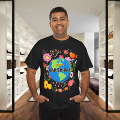 Earth Day Floral Tee — "Happy Earth Day" Graphic T-Shirt