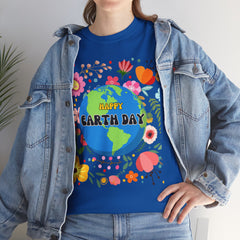 Earth Day Floral Tee — "Happy Earth Day" Graphic T-Shirt