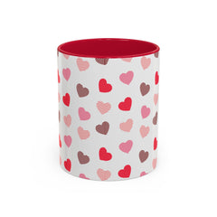 Heart Pattern Coffee Mug — Cute Pink & Red Hearts Ceramic Mug (11oz/15oz)
