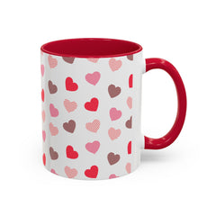 Heart Pattern Coffee Mug — Cute Pink & Red Hearts Ceramic Mug (11oz/15oz)