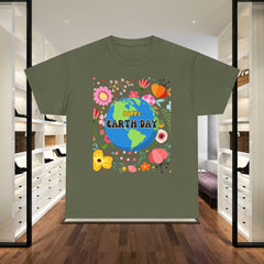 Earth Day Floral Tee — "Happy Earth Day" Graphic T-Shirt