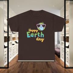 Earth Day T-Shirt — "Happy Earth Day" Cute Earth with Sunglasses Eco Graphic Tee