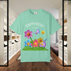 Cheerful Flower Graphic T-Shirt, Happiness Tee,