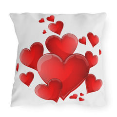 Outdoor Pillow – Red Heart Cluster Decorative Accent for Patio, Valentine’s Day & Romantic Decor
