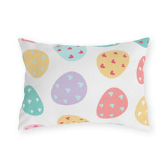 Easter Egg Pattern Outdoor Pillow — Pastel Hearts Patio Cushion