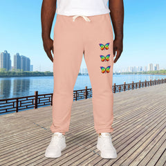 Rainbow Butterfly Fleece Sweatpants - Unisex Lounge Pants,