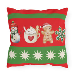 Snowman & Gingerbread Throw Pillow