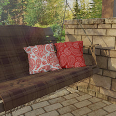 Reversible Red Paisley Outdoor Pillows