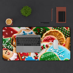 Festive Cookie-Themed Desk Mat | Holiday Office Decor,