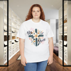 He Rose Floral Cross T‑Shirt — Christian Easter Faith Tee