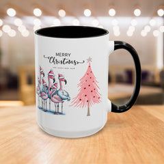 Colorful Holiday Mug, Christmas Flamingo Design