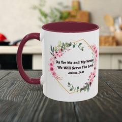 Joshua 24:15 Floral Faith Mug — "As for Me and My House, We Will Serve the Lord" (11oz/15oz)