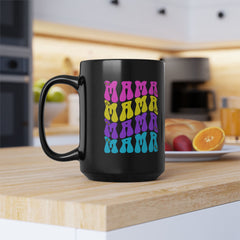 Mama Rainbow Retro 15oz Black Coffee Mug
