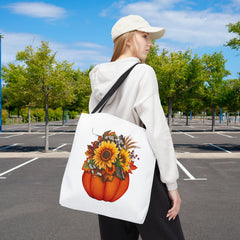 Autumn Floral Tote Bag, Pumpkin Harvest Bag,