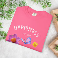 Cheerful Flower Graphic T-Shirt, Happiness Tee,