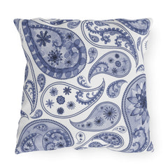 Reversible Blue Floral Paisley Outdoor Pillows