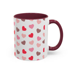 Heart Pattern Coffee Mug — Cute Pink & Red Hearts Ceramic Mug (11oz/15oz)