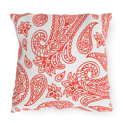 Reversible Red Paisley Outdoor Pillows
