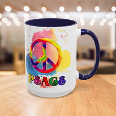 Colorful Peace Mug with Tie-Dye Design, Various Colors & Sizes