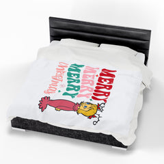 Cozy Christmas Velveteen Plush Blanket, Holiday Gift,