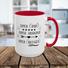 Super Dad Super Husband Super Blessed Coffee Mug — Father's Day Gift (11oz/15oz)