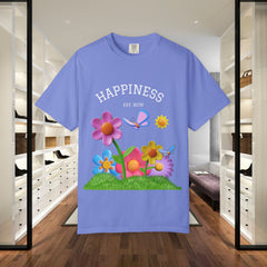 Cheerful Flower Graphic T-Shirt, Happiness Tee,