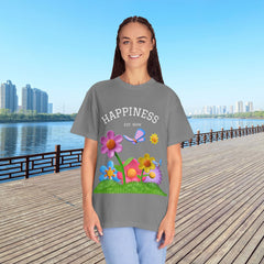 Cheerful Flower Graphic T-Shirt, Happiness Tee,