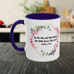 Joshua 24:15 Floral Faith Mug — "As for Me and My House, We Will Serve the Lord" (11oz/15oz)