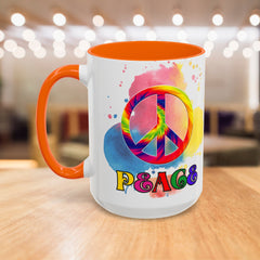 Colorful Peace Mug with Tie-Dye Design, Various Colors & Sizes