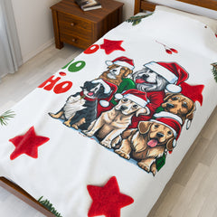 Christmas Pups Velveteen Plush Blanket