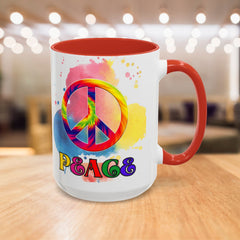 Colorful Peace Mug with Tie-Dye Design, Various Colors & Sizes