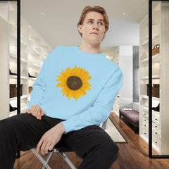 Sunflower Unisex Garment-Dyed Sweatshirt - Cozy Floral Pullover for Spring, Gifts, Stylish Casual Wear, Eco-Friendly Apparel